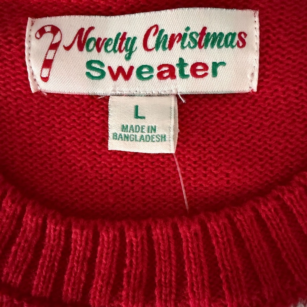 Men’s Ugly Christmas Sweater Gingerbread “BITE ME!” Holiday Pullover Size L NWOT - Picture 7 of 10